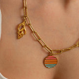 Gold Charm Necklace wt Sunset Pendant