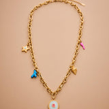 Gold Evil Eye & Sea Charms Necklace