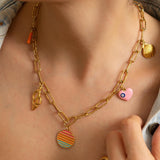Gold Charm Necklace wt Sunset Pendant