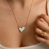 Gold Heart Shell Pendant Necklace