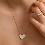 Gold Heart Shell Pendant Necklace