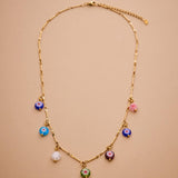 Millefiori Glass Flower Charm Necklace