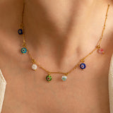 Millefiori Glass Flower Charm Necklace
