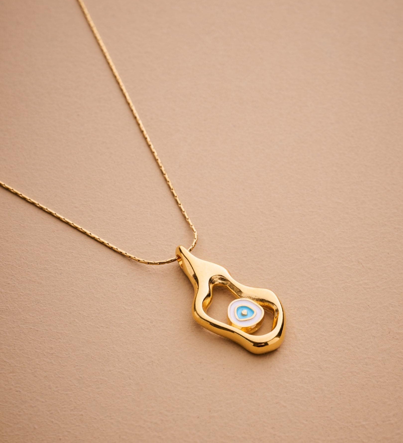 Gold Abstract EVIL EYE Necklace