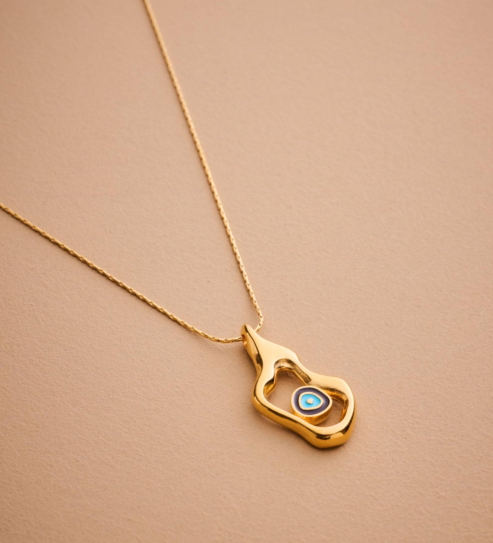Gold Abstract EVIL EYE Necklace
