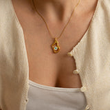 Gold Abstract EVIL EYE Necklace