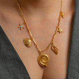 Gold Nautilus Charm Necklace