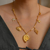 Gold Nautilus Charm Necklace
