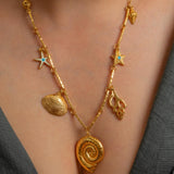 Gold Nautilus Charm Necklace