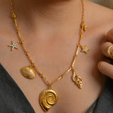 Gold Nautilus Charm Necklace