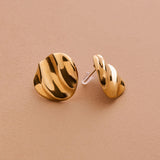 Wavy Gold Stud Earrings