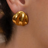 Wavy Gold Stud Earrings