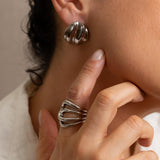 Wavy Silver Stud Earrings