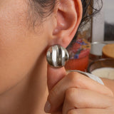 Wavy Silver Stud Earrings