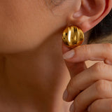 Wavy Gold Stud Earrings