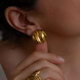 Wavy Gold Stud Earrings