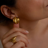 Wavy Gold Stud Earrings