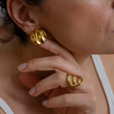 Wavy Gold Stud Earrings
