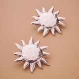 Large Silver Sun Studs
