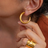 Gold Crescent Hoop Earrings