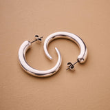 Silver Crescent Hoop Earrings