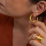 Gold Crescent Hoop Earrings