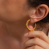 Gold Crescent Hoop Earrings