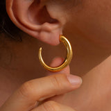 Gold Crescent Hoop Earrings