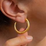 Gold Crescent Hoop Earrings