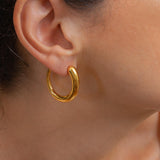 Gold Crescent Hoop Earrings