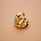 Gold Turquoise or Black Enamel Ring
