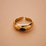 Gold Turquoise or Black Enamel Ring