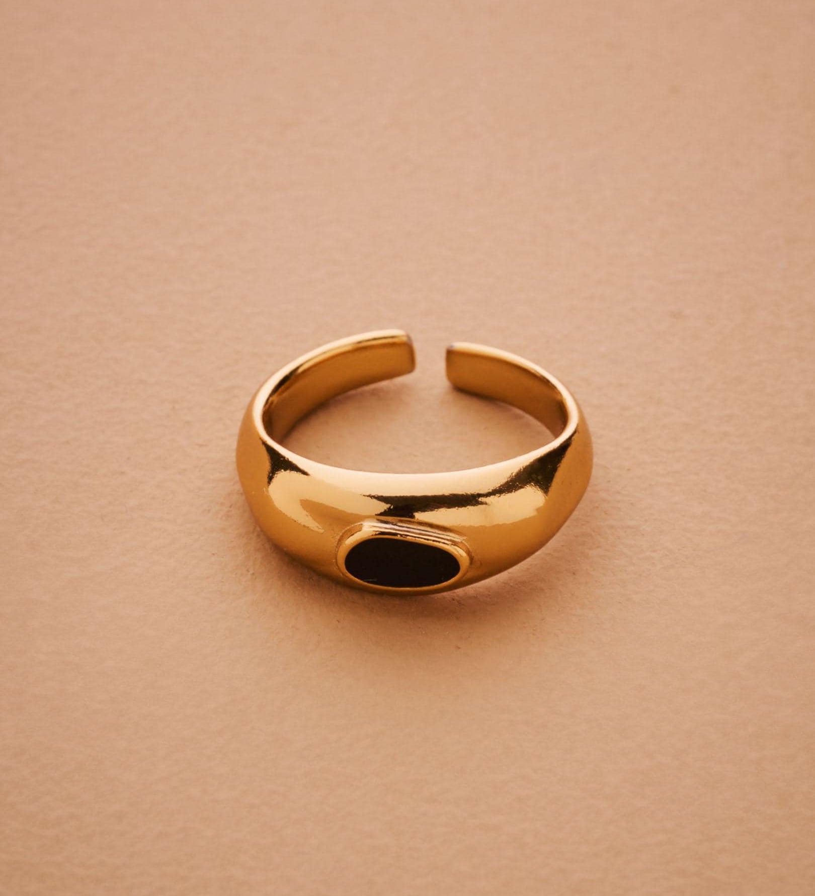 Gold Turquoise or Black Enamel Ring