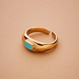 Gold Turquoise or Black Enamel Ring