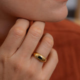 Gold Turquoise or Black Enamel Ring