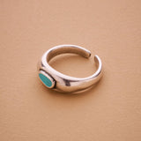 Silver Turquoise or Black Enamel Ring