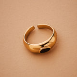 Gold Turquoise or Black Enamel Ring