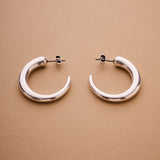 Silver Crescent Hoop Earrings