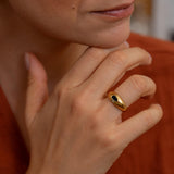 Gold Turquoise or Black Enamel Ring