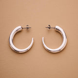 Silver Crescent Hoop Earrings
