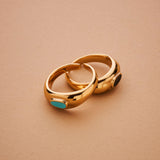 Gold Turquoise or Black Enamel Ring
