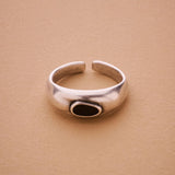 Silver Turquoise or Black Enamel Ring
