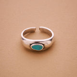 Silver Turquoise or Black Enamel Ring