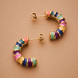 Rainbow Enamel Hoop Earrings
