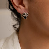 Silver Art Deco Fan Earrings