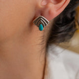 Silver Art Deco Fan Earrings