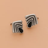 Silver Art Deco Fan Earrings
