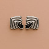 Silver Art Deco Fan Earrings