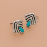 Silver Art Deco Fan Earrings