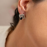 Silver Art Deco Fan Earrings